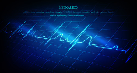 Poster - Heart with cardiogram - 2D illustration
