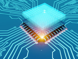 Poster - High speed modern computer processors. 3d illustration.