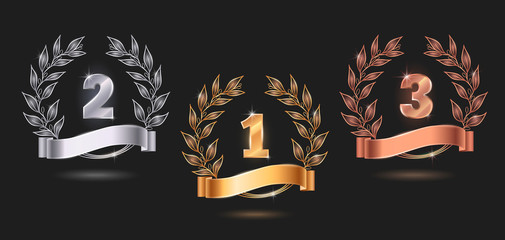 Wall Mural - contest awards emblems realistic set