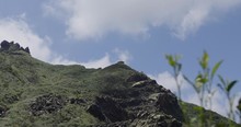 Exotic Green Taiwan Teapot Mountain Elevation Landscape Looking Upwards To Peak.
