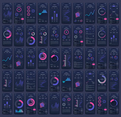 Wall Mural - Modern infographic vector elements for business brochures. Use in website, corporate brochure, advertising and marketing. Pie charts, line graphs, bar graphs and timelines.
