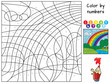 Rainbow. Color by numbers. Coloring book. Educational puzzle game for children. Cartoon vector illustration