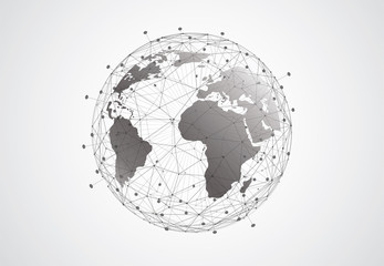 Poster - global network connection. world map point and line composition concept of global business. vector i