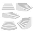 © Oleksiy - White stairs. Staircase isolated, 3d stairway for interior staircases. Steps ladder architecture element vector collection