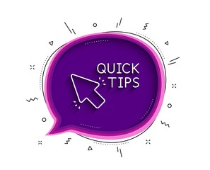 Poster - Quick tips click line icon. Chat bubble with shadow. Helpful tricks sign. Thin line quick tips icon. Vector