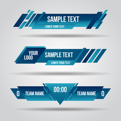 Wall Mural - lower third blue design template modern contemporary. set of banners bar screen broadcast bar name. 
