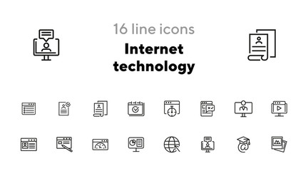 Poster - Internet technology line icon set. Browser window, computer, app. Information technology concept. Can be used for topics like programming, app development, education