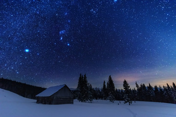 Wall Mural - a bright starry night in the mountains with the milky way in the sky, venus and millions of stars hi