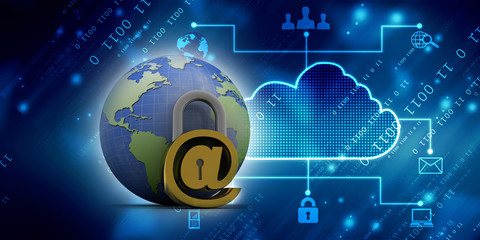 3d rendering e-mail symbol with lock. internet security concept