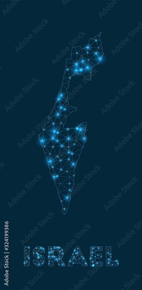 Network Israel Israel network map. Abstract geometric map of the country. Internet ...