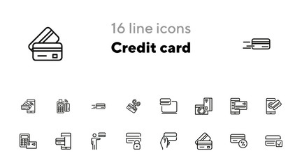 Poster - Credit card line icon set. Payment, gadget, mobile phone. Finance concept. Can be used for topics like money, banking, transaction