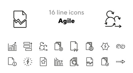 Sticker - Agile line icon set. Task priority, growth chart, idea. Project management concept. Can be used for topics like business, scrum, analysis