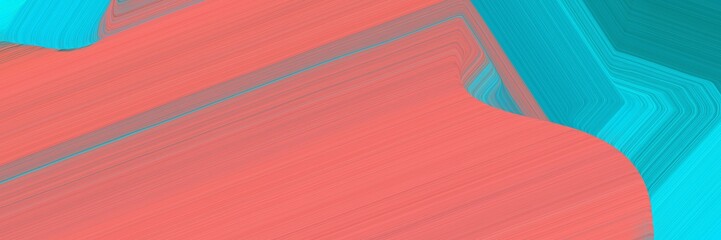 Poster - dynamic horizontal banner with dark turquoise, salmon and gray gray colors. dynamic curved lines with fluid flowing waves and curves