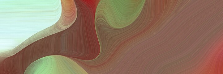 Poster - decorative designed horizontal header with pastel brown, tea green and gray gray colors. dynamic curved lines with fluid flowing waves and curves