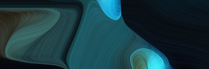 Poster - flowing banner design with very dark blue, medium turquoise and dark slate gray colors. dynamic curved lines with fluid flowing waves and curves
