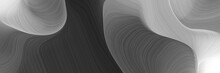 Surreal Horizontal Header With Dark Slate Gray, Pastel Gray And Light Slate Gray Colors. Dynamic Curved Lines With Fluid Flowing Waves And Curves