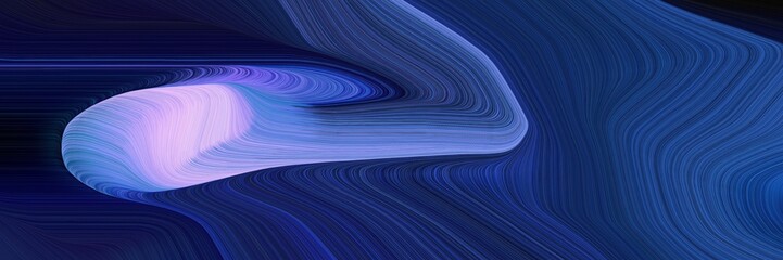 Poster - decorative designed horizontal header with midnight blue, light pastel purple and royal blue colors. dynamic curved lines with fluid flowing waves and curves
