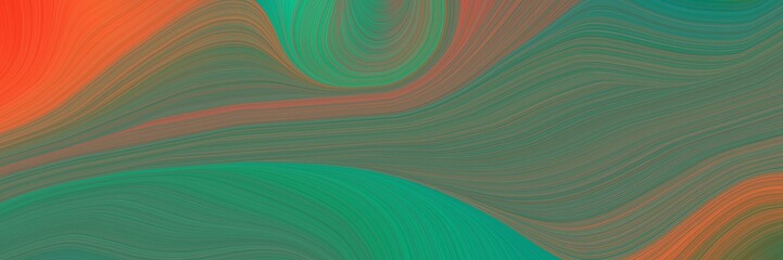 Poster - artistic horizontal banner with sea green, dim gray and coffee colors. dynamic curved lines with fluid flowing waves and curves