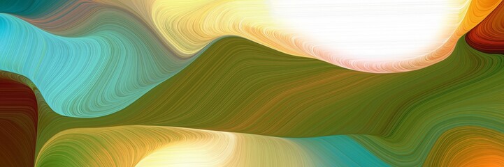 Poster - colorful banner design with dark olive green, khaki and medium aqua marine colors. dynamic curved lines with fluid flowing waves and curves