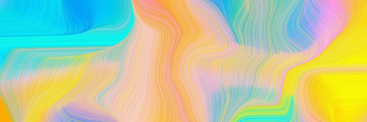 Poster - moving horizontal header with bright turquoise, burly wood and gold colors. dynamic curved lines with fluid flowing waves and curves