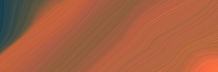 Poster - decorative header design with sienna, dark slate gray and tomato colors. dynamic curved lines with fluid flowing waves and curves