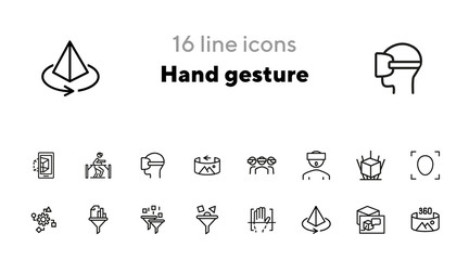 Poster - Virtual reality icons. Set of line icons. VR glasses, face scanning, sales funnel. Computer reality concept. Vector illustration can be used for topics like technology, computers, gaming