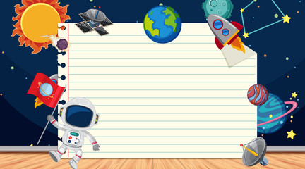 Wall Mural - border template with space theme in background