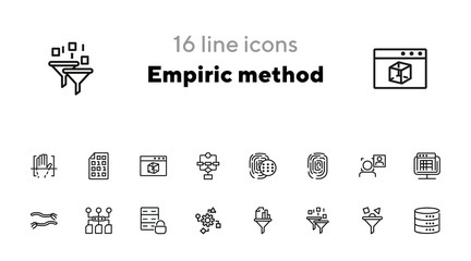 Poster - Empiric method line icon set. Fingerprint, data safety, face detection. Modern technology concept. Can be used for topics like data storage, app development, filter