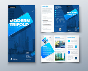 Wall Mural - tri fold brochure design with line shapes, corporate business template for tri fold flyer. creative 