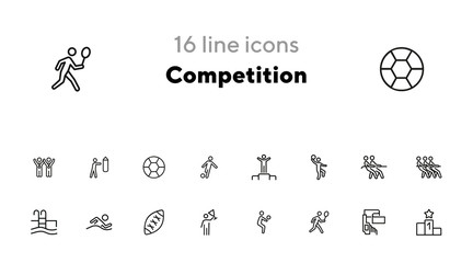 Canvas Print - Competition line icon set. Winner, athlete, sportsman, player, team. Sport concept. Can be used for topics like contest, leadership, win