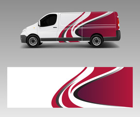 Sticker - van decal wrap design vector for Company branding . Graphic wrap decal and sticker template vector