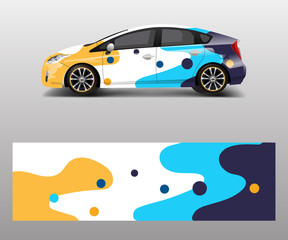 Car decal graphic vector wrap vinyl sticker. Graphic abstract wave shape designs for branding, race and drift car template design vector