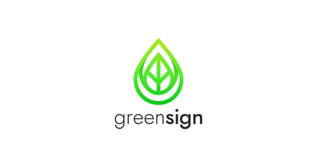 Aufkleber - Linear eco leaf logo icon sign vector design.