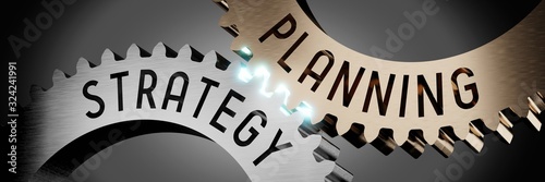 Fotomural Strategy, planning- gears concept - 3D illustration