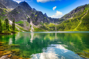 Fototapete - Beautiful Eye of the Sea lake in Tatra mountains, Poland
