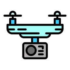 Poster - Professional drone camera icon. Outline professional drone camera vector icon for web design isolated on white background