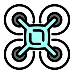 Poster - Flight drone icon. Outline flight drone vector icon for web design isolated on white background