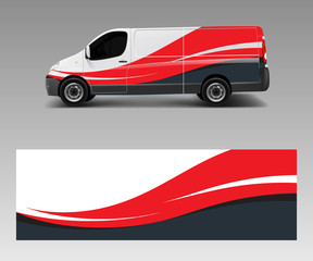 Wall Mural - Van Wrap design template vector with wave shapes, decal, wrap, and sticker template vector