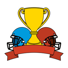 Sticker - american football sport helmets with trophy cup