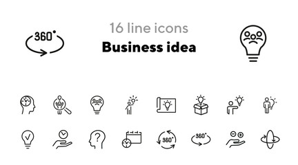 Poster - business idea line icon set. set of line icons on white background. business concept. idea, lamp, bo