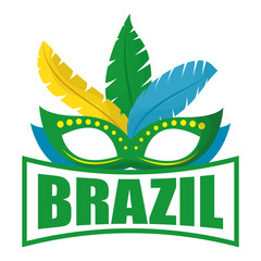 Wall Mural - brazil carnival poster with lettering and mask