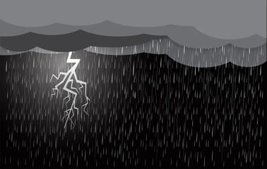 Wall Mural - lightning storm, clouds and rain