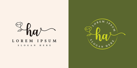 Wall Mural - Initial ha feminine logo collections template - vector