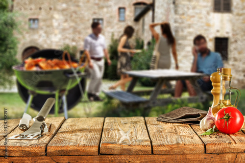 Cuadros en Lienzo Desk of free space for your decoration and grill time.
