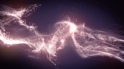 Aufkleber - Flowing particle trails. Futuristic backdrop with depth of field. 4K, Ultra HD