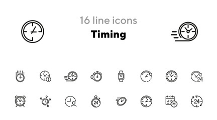 Sticker - Timing line icon set. Clock, watch, calendar. Time concept. Can be used for topics like deadline, schedule, time management