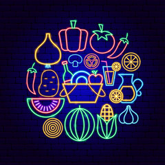 Wall Mural - Vegetables Neon Concept