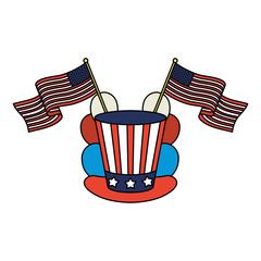 Sticker - president day hat with usa flags and balloons helium