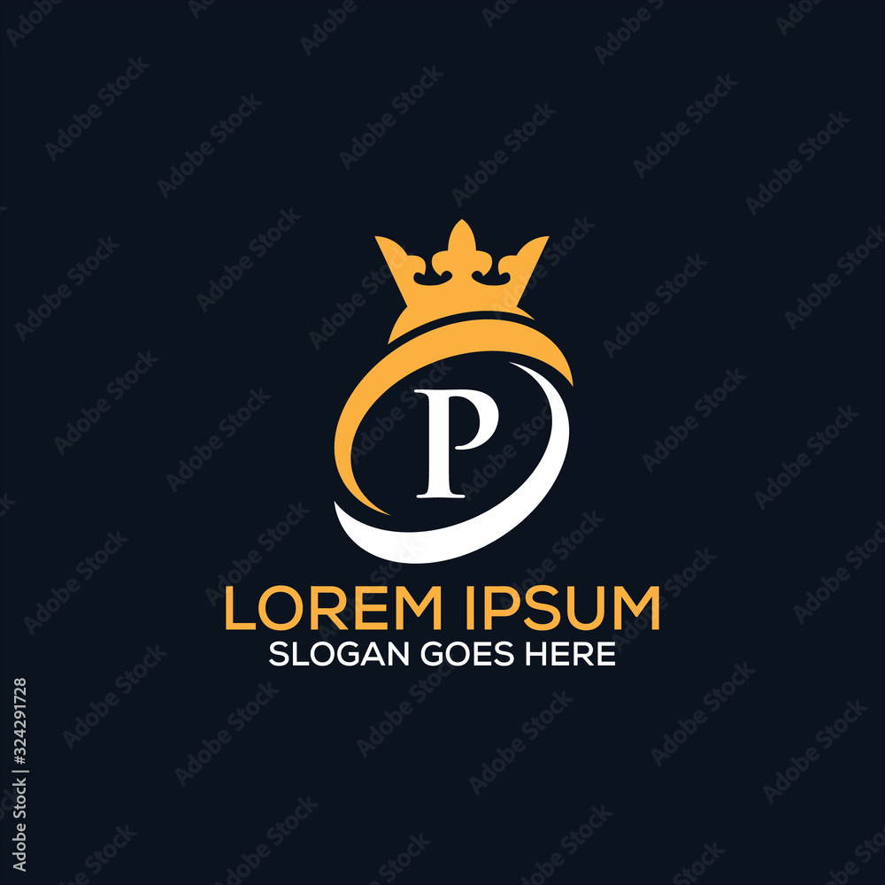 Luxury modern P letter crown logo design template vector eps Stock ...