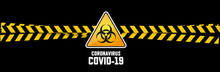 Warning Coronavirus Sign On Black Banner	